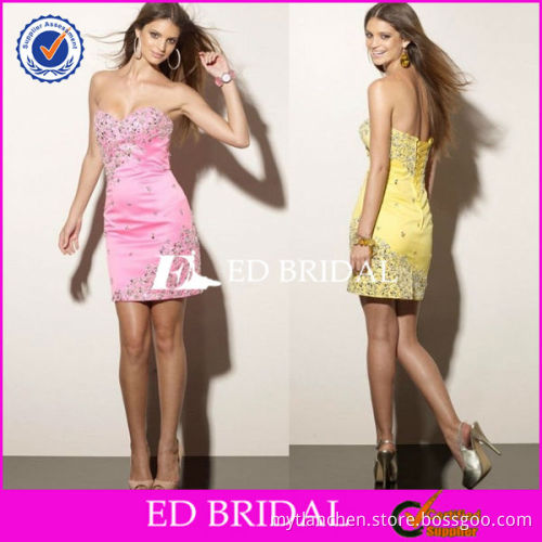 E1443 Sweetheart Sleeveless Stone Beading Lace Up Back Girls Patern Short Party Dress